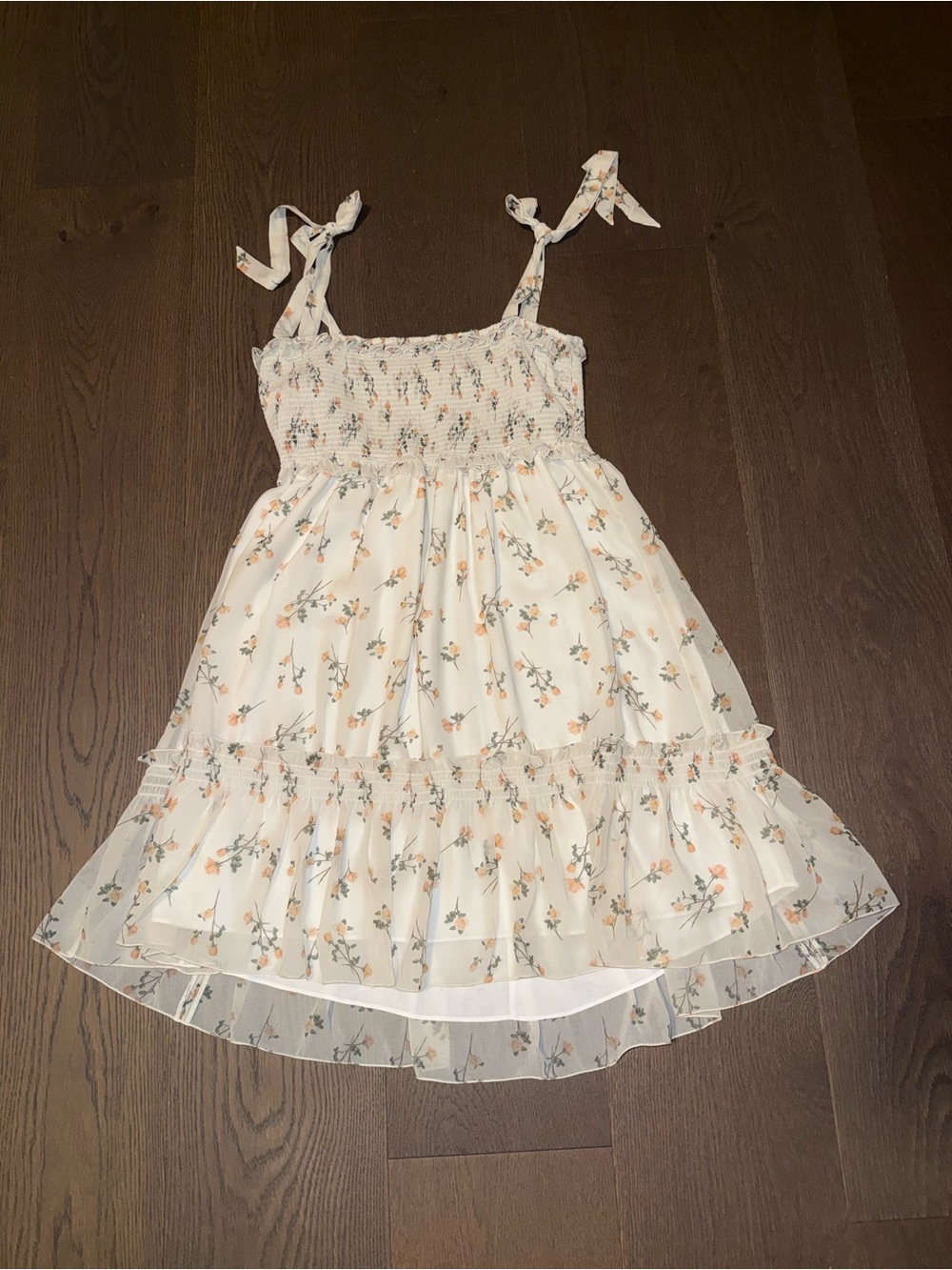 Sunday Best Cream Floral Smocked Floral Sundress (Medium)